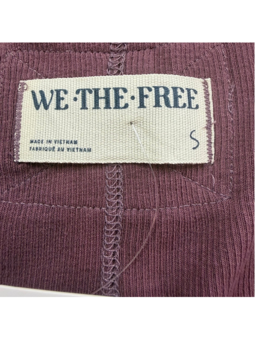 Free People We The Free Ribbed Henley Burgundy Long Sleeve Fitted Top S Boho - Picture 13 of 14